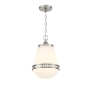 Savoy House Endura 10in 1-Light Pendant | Mid-Century Modern Satin Nickel and White Opal Glass | Kitchen Island & Dining Room | Model L7-7950-1-SN