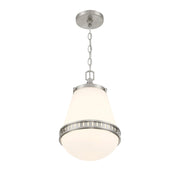 Savoy House Endura 10in 1-Light Pendant | Mid-Century Modern Satin Nickel and White Opal Glass | Kitchen Island & Dining Room | Model L7-7950-1-SN