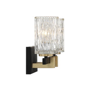 Savoy House Keene 15in 2-Light Vanity Light | Modern Matte Black and Warm Brass with Clear Water Glass | Bathroom Vanity | Model L8-3601-2-143
