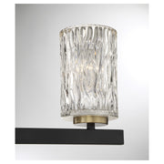 Savoy House Keene 23in 3-Light Vanity Light | Modern Matte Black and Warm Brass Clear Water Glass | Bathroom Vanity | Model L8-3601-3-143