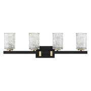 Savoy House Keene 31in 4-Light Vanity Light | Modern Matte Black and Warm Brass Clear Water Glass | Bathroom Vanity | Model L8-3601-4-143