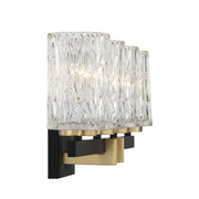 Savoy House Keene 31in 4-Light Vanity Light | Modern Matte Black and Warm Brass Clear Water Glass | Bathroom Vanity | Model L8-3601-4-143