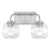 Savoy House Baldwin 16in 2-Light Vanity Light | Modern Satin Nickel and Clear Seeded Glass | Bathroom Vanity | 16 x 7.5 x 9.5 in | Model L8-4399-2-SN