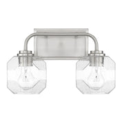Savoy House Baldwin 16in 2-Light Vanity Light | Modern Satin Nickel and Clear Seeded Glass | Bathroom Vanity | 16 x 7.5 x 9.5 in | Model L8-4399-2-SN