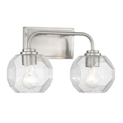 Savoy House Baldwin 16in 2-Light Vanity Light | Modern Satin Nickel and Clear Seeded Glass | Bathroom Vanity | 16 x 7.5 x 9.5 in | Model L8-4399-2-SN