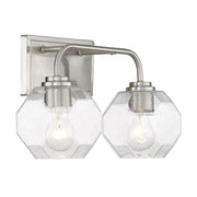 Savoy House Baldwin 16in 2-Light Vanity Light | Modern Satin Nickel and Clear Seeded Glass | Bathroom Vanity | 16 x 7.5 x 9.5 in | Model L8-4399-2-SN