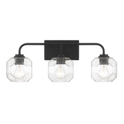 Savoy House Baldwin 24in 3-Light Vanity Light | Modern Matte Black and Clear Seeded Glass | Bathroom Vanity | 24 x 7.5 x 9.5 in | Model L8-4399-3-BK