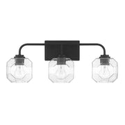 Savoy House Baldwin 24in 3-Light Vanity Light | Modern Matte Black and Clear Seeded Glass | Bathroom Vanity | 24 x 7.5 x 9.5 in | Model L8-4399-3-BK