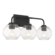 Savoy House Baldwin 24in 3-Light Vanity Light | Modern Matte Black and Clear Seeded Glass | Bathroom Vanity | 24 x 7.5 x 9.5 in | Model L8-4399-3-BK