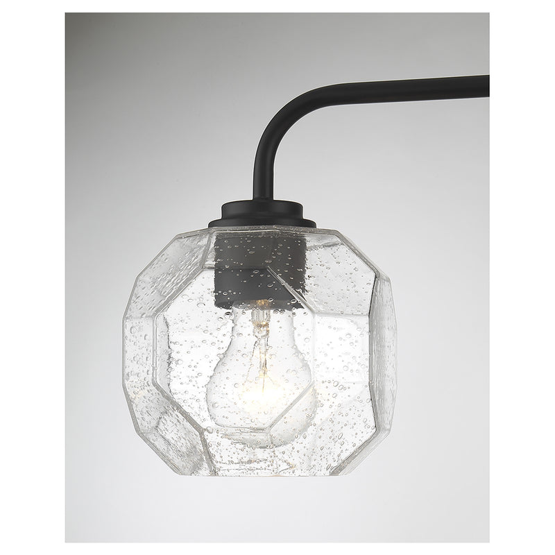 Savoy House Baldwin 24in 3-Light Vanity Light | Modern Matte Black and Clear Seeded Glass | Bathroom Vanity | 24 x 7.5 x 9.5 in | Model L8-4399-3-BK