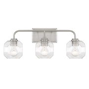 Savoy House Baldwin 24in 3-Light Vanity Light | Modern Satin Nickel and Clear Seeded Glass | Bathroom Vanity | 24 x 7.5 x 9.5 in | Model L8-4399-3-SN