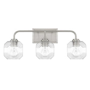 Savoy House Baldwin 24in 3-Light Vanity Light | Modern Satin Nickel and Clear Seeded Glass | Bathroom Vanity | 24 x 7.5 x 9.5 in | Model L8-4399-3-SN