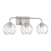Savoy House Baldwin 24in 3-Light Vanity Light | Modern Satin Nickel and Clear Seeded Glass | Bathroom Vanity | 24 x 7.5 x 9.5 in | Model L8-4399-3-SN