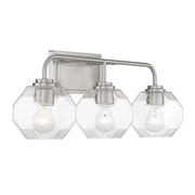 Savoy House Baldwin 24in 3-Light Vanity Light | Modern Satin Nickel and Clear Seeded Glass | Bathroom Vanity | 24 x 7.5 x 9.5 in | Model L8-4399-3-SN