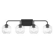 Savoy House Baldwin 32in 4-Light Vanity Light | Modern Matte Black and Clear Seeded Glass | Bathroom Vanity | 32 x 7.5 x 9.5 in | Model L8-4399-4-BK