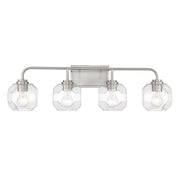 Savoy House Baldwin 32in 4-Light Vanity Light | Modern Satin Nickel and Clear Seeded Glass | Bathroom Vanity & Powder Room | Model L8-4399-4-SN