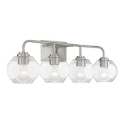 Savoy House Baldwin 32in 4-Light Vanity Light | Modern Satin Nickel and Clear Seeded Glass | Bathroom Vanity & Powder Room | Model L8-4399-4-SN