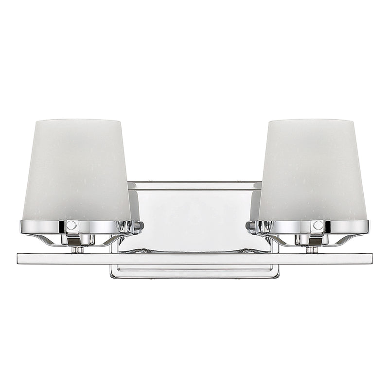 Savoy House Klein 15.5in 2-Light Vanity Light | Modern Polished Chrome and Seeded Frosted Glass | Bathroom Vanity & Powder Room | Model L8-5250-2-11