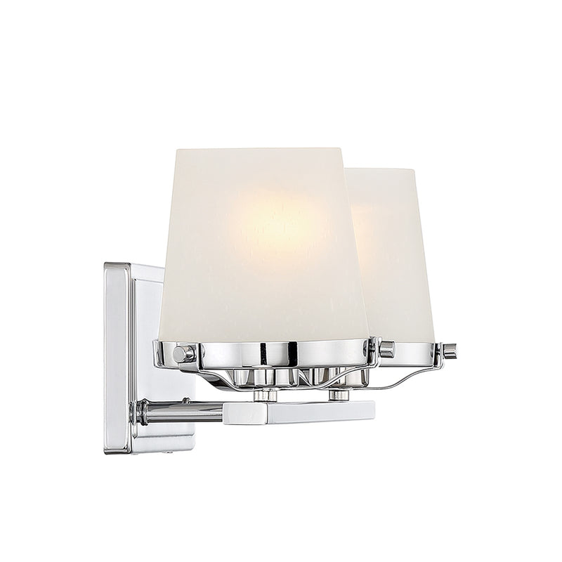 Savoy House Klein 15.5in 2-Light Vanity Light | Modern Polished Chrome and Seeded Frosted Glass | Bathroom Vanity & Powder Room | Model L8-5250-2-11