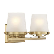 Savoy House Klein 15.5in 2-Light Vanity Light | Modern Warm Brass and Seeded Frosted Glass | Bathroom Vanity & Powder Room | Model L8-5250-2-322