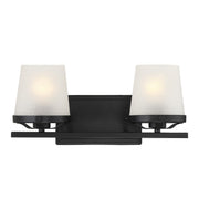 Savoy House Klein 15.5in 2-Light Vanity Light | Modern Matte Black and Seeded Frosted Glass | Bathroom Vanity & Powder Room | Model L8-5250-2-BK