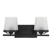 Savoy House Klein 15.5in 2-Light Vanity Light | Modern Matte Black and Seeded Frosted Glass | Bathroom Vanity & Powder Room | Model L8-5250-2-BK