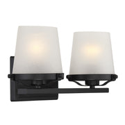 Savoy House Klein 15.5in 2-Light Vanity Light | Modern Matte Black and Seeded Frosted Glass | Bathroom Vanity & Powder Room | Model L8-5250-2-BK