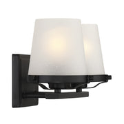 Savoy House Klein 15.5in 2-Light Vanity Light | Modern Matte Black and Seeded Frosted Glass | Bathroom Vanity & Powder Room | Model L8-5250-2-BK