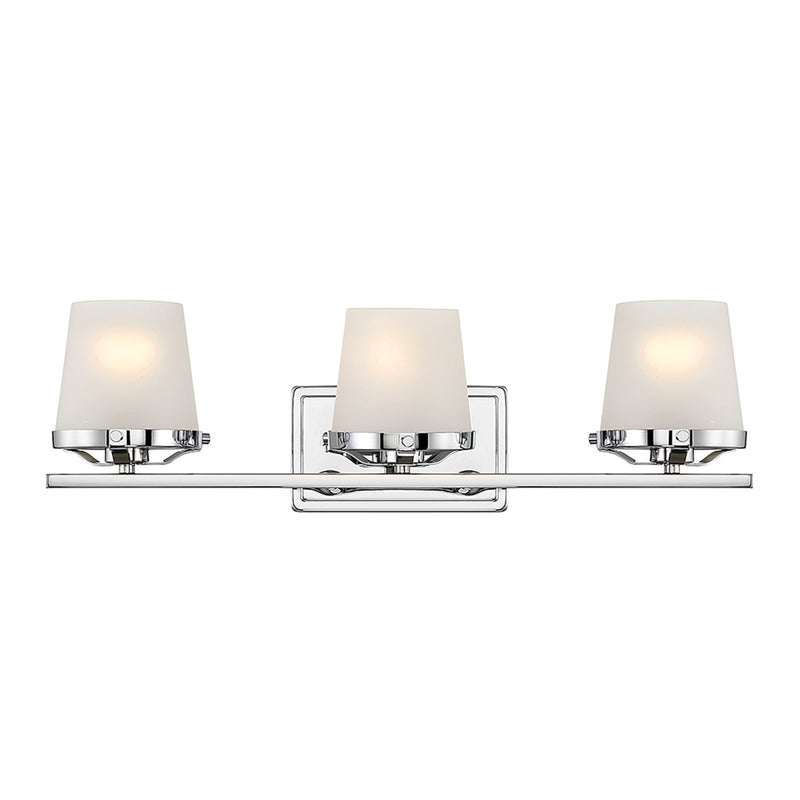 Savoy House Klein 24in 3-Light Vanity Light | Modern Polished Chrome and Seeded Frosted Glass | Bathroom Vanity & Powder Room | Model L8-5250-3-11