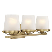 Savoy House Klein 24in 3-Light Vanity Light | Modern Warm Brass and Seeded Frosted Glass | Bathroom Vanity & Powder Room | Model L8-5250-3-322