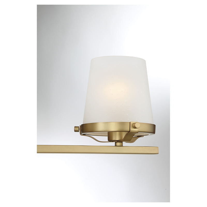 Savoy House Klein 24in 3-Light Vanity Light | Modern Warm Brass and Seeded Frosted Glass | Bathroom Vanity & Powder Room | Model L8-5250-3-322
