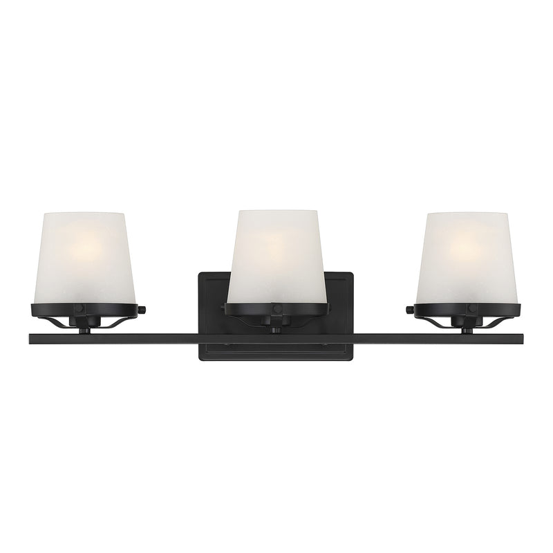 Savoy House Klein 24in 3-Light Vanity Light | Modern Matte Black and Seeded Frosted Glass | Bathroom Vanity & Powder Room | Model L8-5250-3-BK