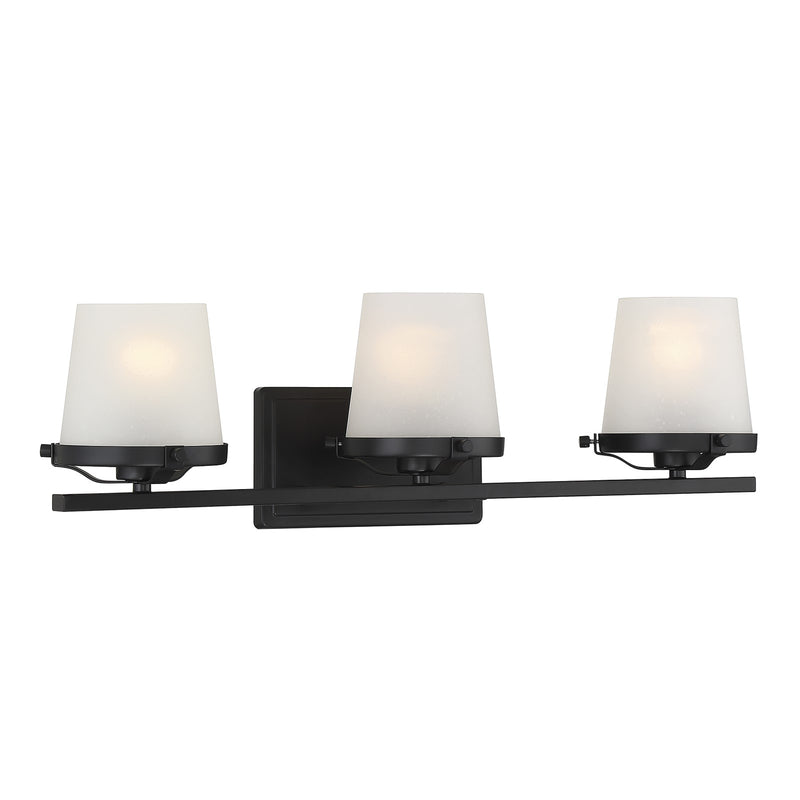 Savoy House Klein 24in 3-Light Vanity Light | Modern Matte Black and Seeded Frosted Glass | Bathroom Vanity & Powder Room | Model L8-5250-3-BK
