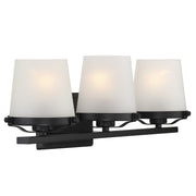 Savoy House Klein 24in 3-Light Vanity Light | Modern Matte Black and Seeded Frosted Glass | Bathroom Vanity & Powder Room | Model L8-5250-3-BK