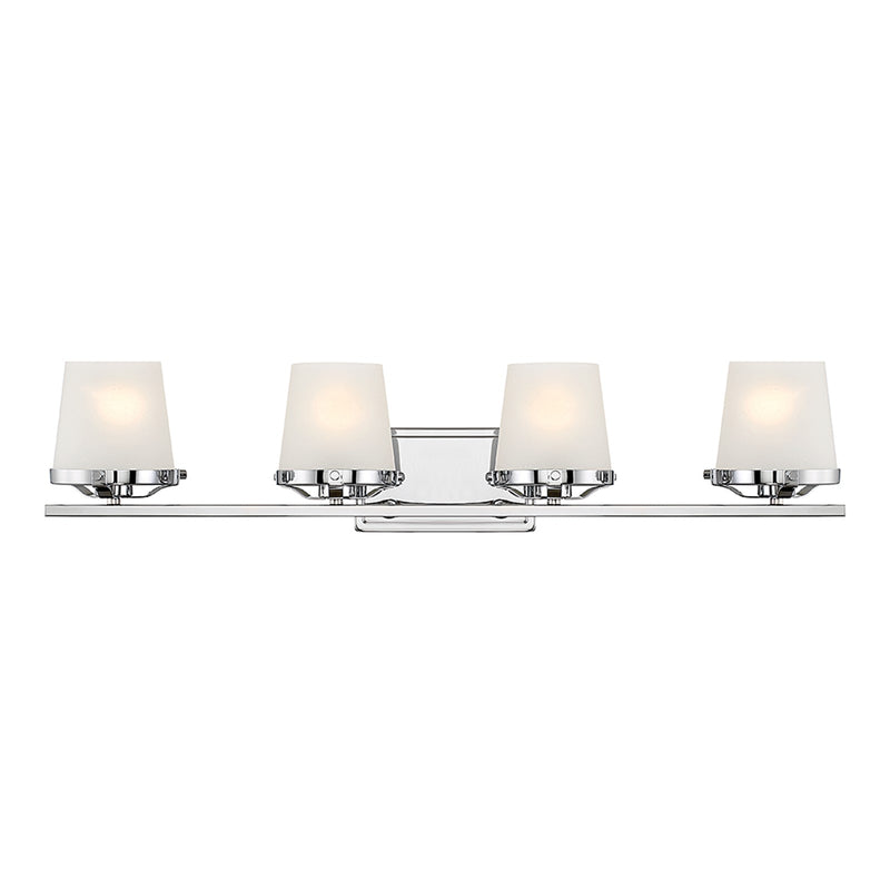 Savoy House Klein 33in 4-Light Vanity Light | Modern Polished Chrome and Seeded Frosted Glass | Bathroom Vanity & Powder Room | Model L8-5250-4-11