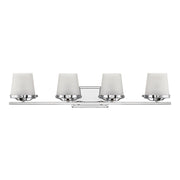 Savoy House Klein 33in 4-Light Vanity Light | Modern Polished Chrome and Seeded Frosted Glass | Bathroom Vanity & Powder Room | Model L8-5250-4-11