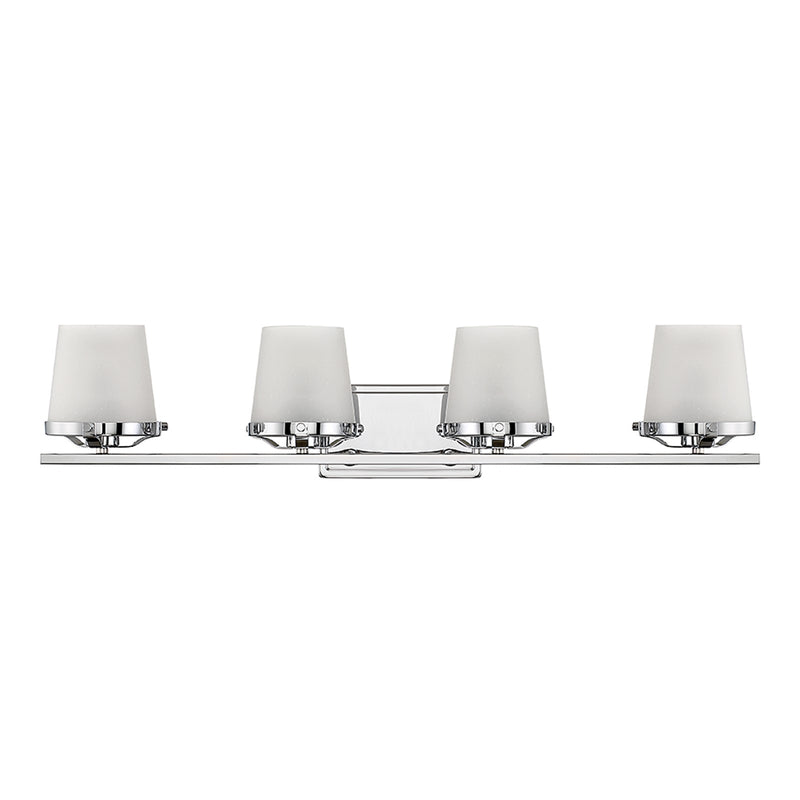 Savoy House Klein 33in 4-Light Vanity Light | Modern Polished Chrome and Seeded Frosted Glass | Bathroom Vanity & Powder Room | Model L8-5250-4-11