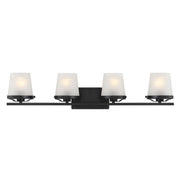Savoy House Klein 33in 4-Light Vanity Light | Modern Matte Black and Frosted Seeded Glass | Bathroom Vanity | 33 x 7 x 7.25 in | Model L8-5250-4-BK