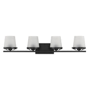 Savoy House Klein 33in 4-Light Vanity Light | Modern Matte Black and Frosted Seeded Glass | Bathroom Vanity | 33 x 7 x 7.25 in | Model L8-5250-4-BK