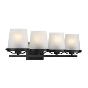 Savoy House Klein 33in 4-Light Vanity Light | Modern Matte Black and Frosted Seeded Glass | Bathroom Vanity | 33 x 7 x 7.25 in | Model L8-5250-4-BK