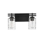 Savoy House Baxter 15in 2-Light Vanity Light | Modern Matte Black and Clear Hammered Glass | Bathroom Vanity | 15 x 5.13 x 9 in | Model L8-6090-2-BK