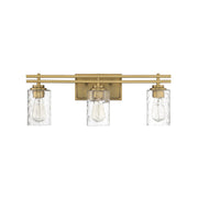 Savoy House Baxter 24in 3-Light Vanity Light | Modern Warm Brass and Clear Hammered Glass | Bathroom Vanity | 24 x 5.13 x 9 in | Model L8-6090-3-322