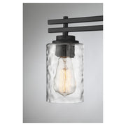 Savoy House Baxter 24in 3-Light Vanity Light | Modern Matte Black and Clear Hammered Glass | Bathroom Vanity | 24 x 5.13 x 9 in | Model L8-6090-3-BK