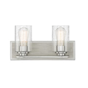 Savoy House Sheppard 15in 2-Light Vanity Light | Rustic Satin Nickel and Greywood with Clear Seeded Glass | Bathroom Vanity | Model L8-7609-2-165