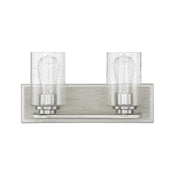 Savoy House Sheppard 15in 2-Light Vanity Light | Rustic Satin Nickel and Greywood with Clear Seeded Glass | Bathroom Vanity | Model L8-7609-2-165