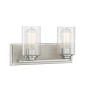 Savoy House Sheppard 15in 2-Light Vanity Light | Rustic Satin Nickel and Greywood with Clear Seeded Glass | Bathroom Vanity | Model L8-7609-2-165