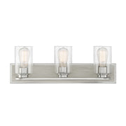 Savoy House Sheppard 24in 3-Light Vanity Light | Rustic Satin Nickel and Greywood with Clear Seeded Glass | Bathroom Vanity | Model L8-7609-3-165