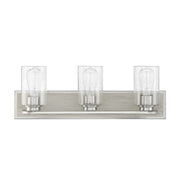 Savoy House Sheppard 24in 3-Light Vanity Light | Rustic Satin Nickel and Greywood with Clear Seeded Glass | Bathroom Vanity | Model L8-7609-3-165