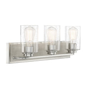 Savoy House Sheppard 24in 3-Light Vanity Light | Rustic Satin Nickel and Greywood with Clear Seeded Glass | Bathroom Vanity | Model L8-7609-3-165