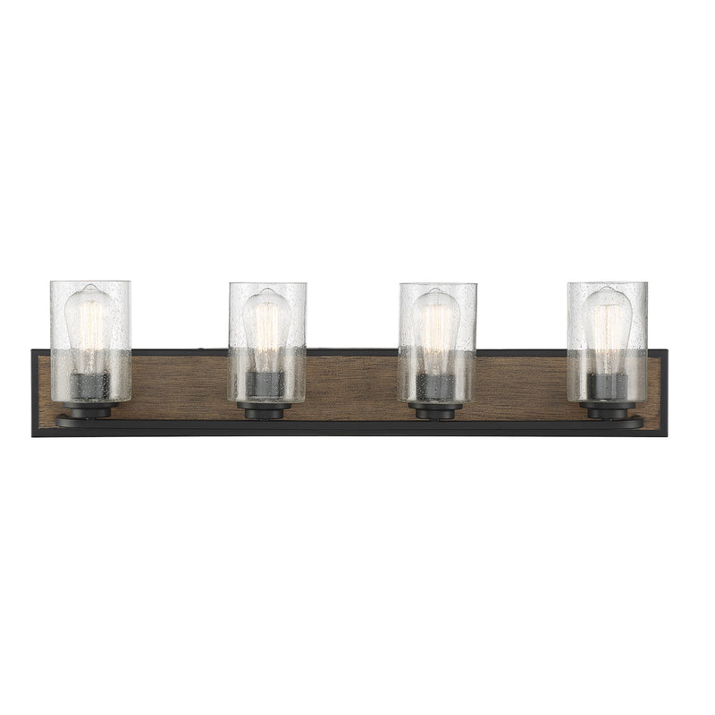 Savoy House Sheppard 32in 4-Light Vanity Light | Rustic Lodge and Clear Seeded Glass | Bathroom Vanity | 32.75 x 6 x 8.5 in | Model L8-7609-4-185